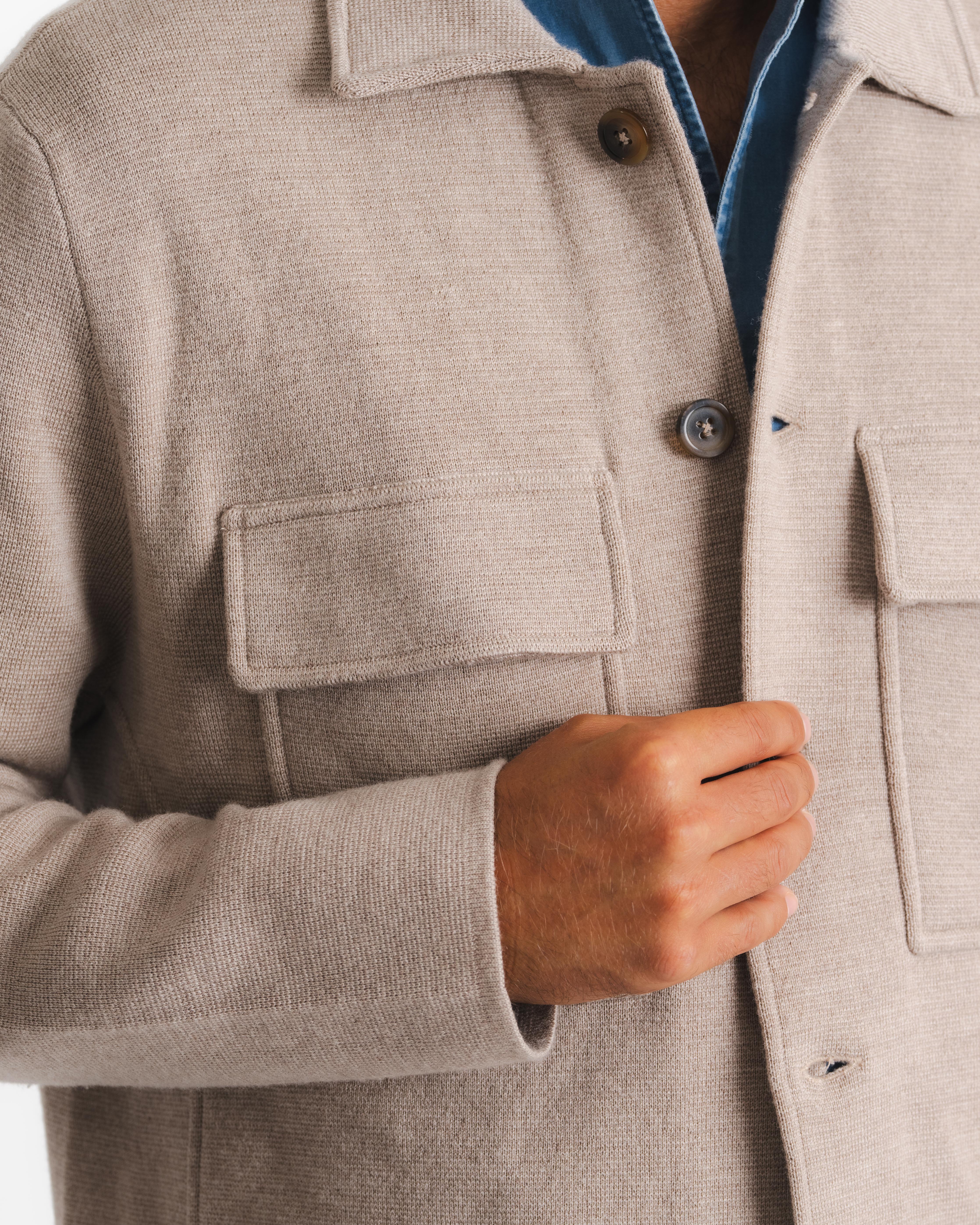 Knitted Shirt Jacket - Taupe – Brown Avenue