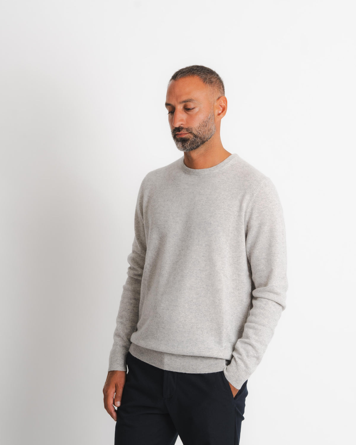 Royal Cashmere Crewneck - Silvergrå