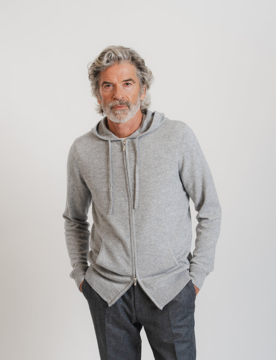 Royal Cashmere Zip Hoodie - Grey