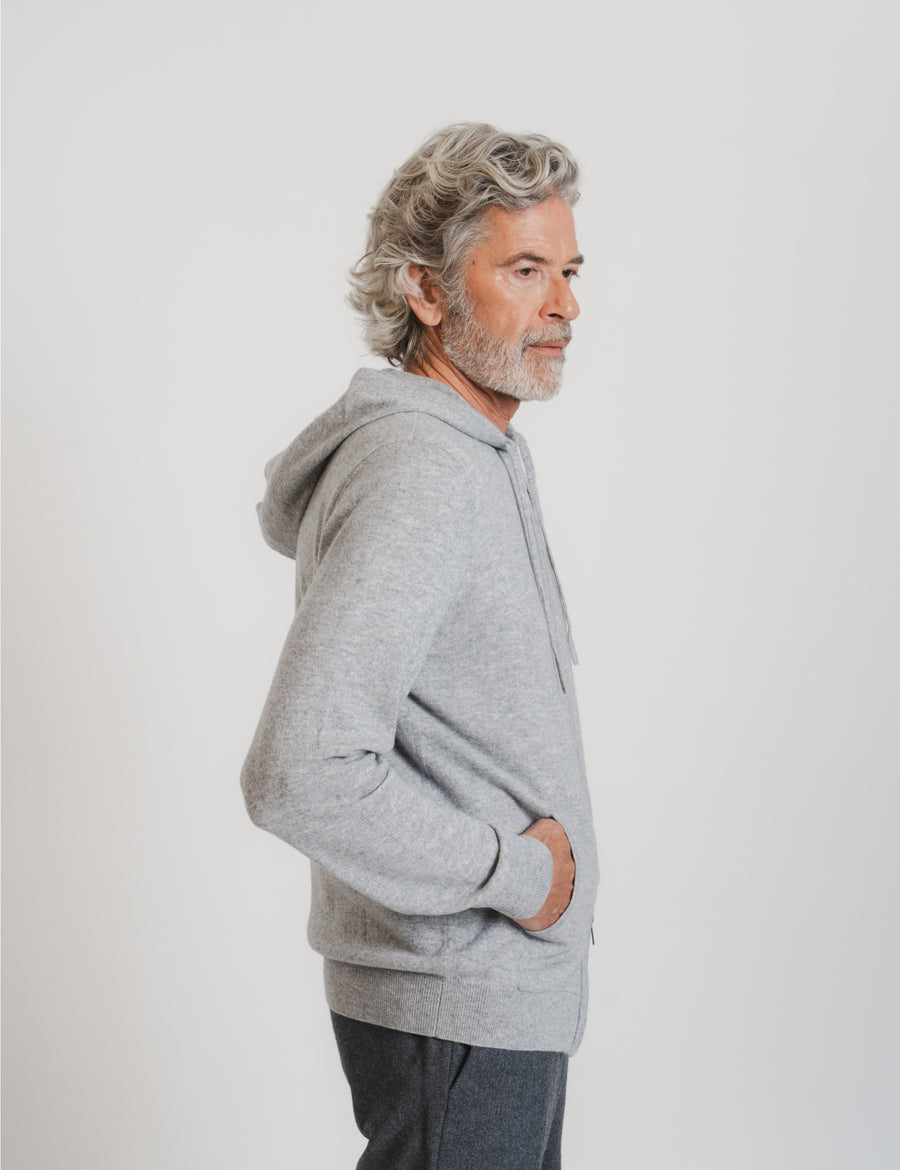 Royal Cashmere Zip Hoodie - Grey