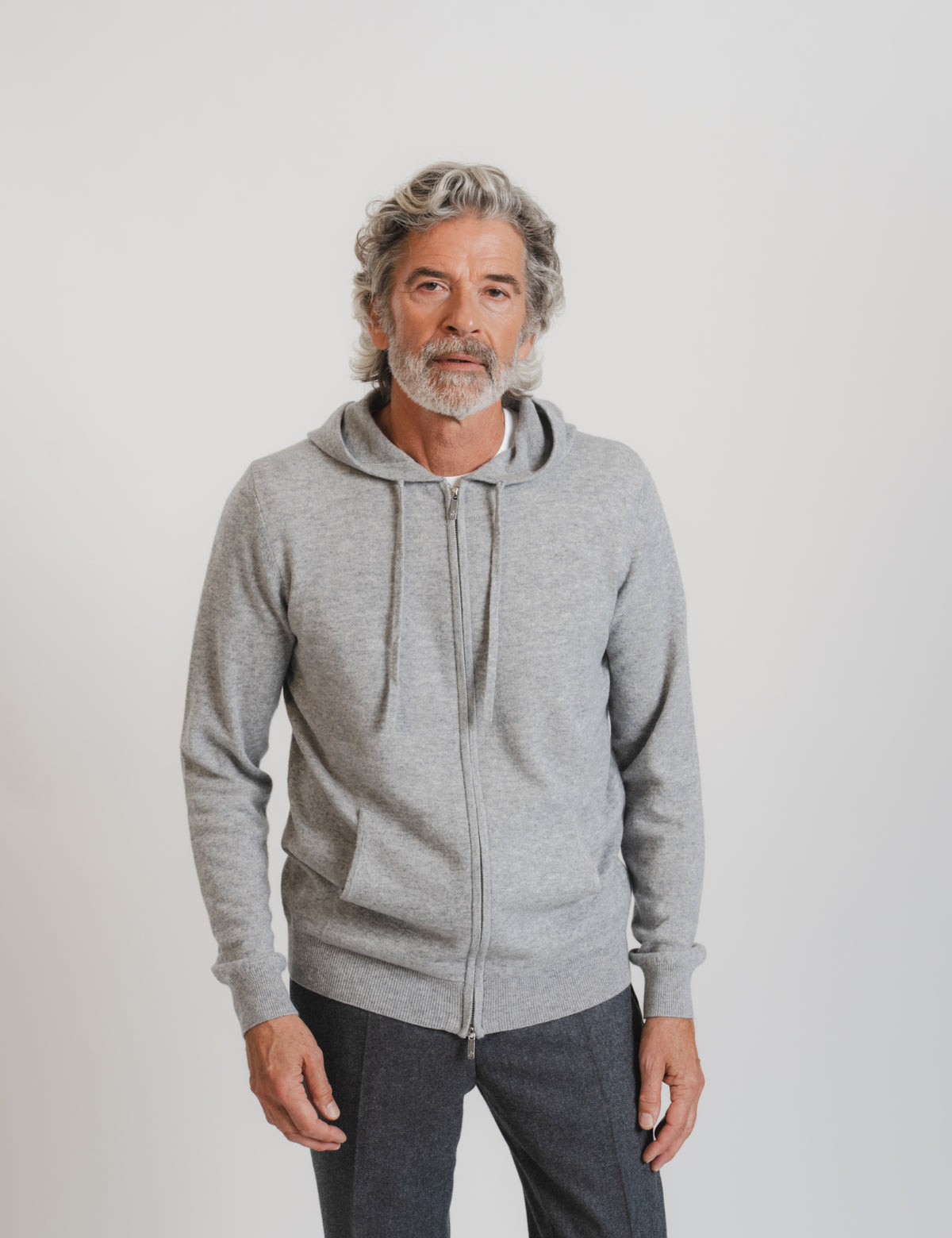 Royal Cashmere Zip Hoodie - Grey