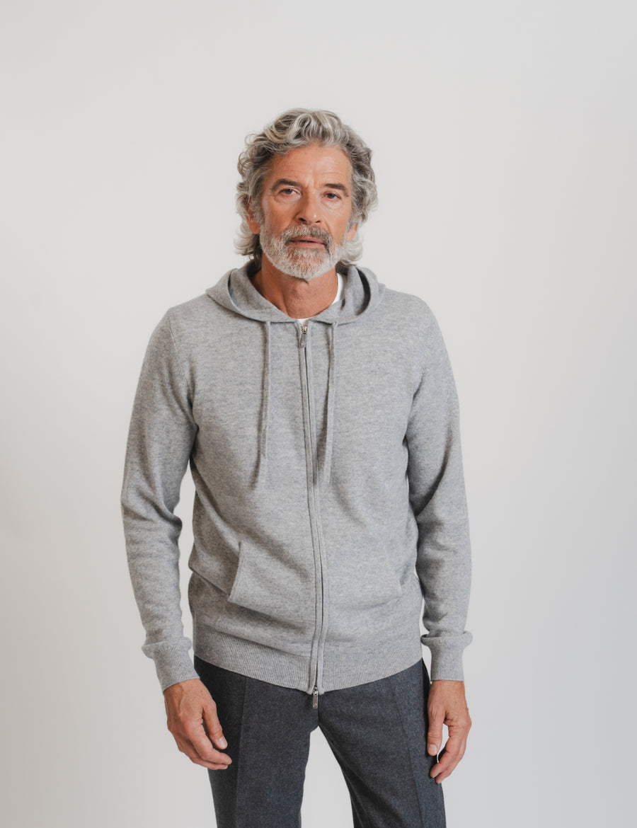 Royal Cashmere Zip Hoodie - Grey