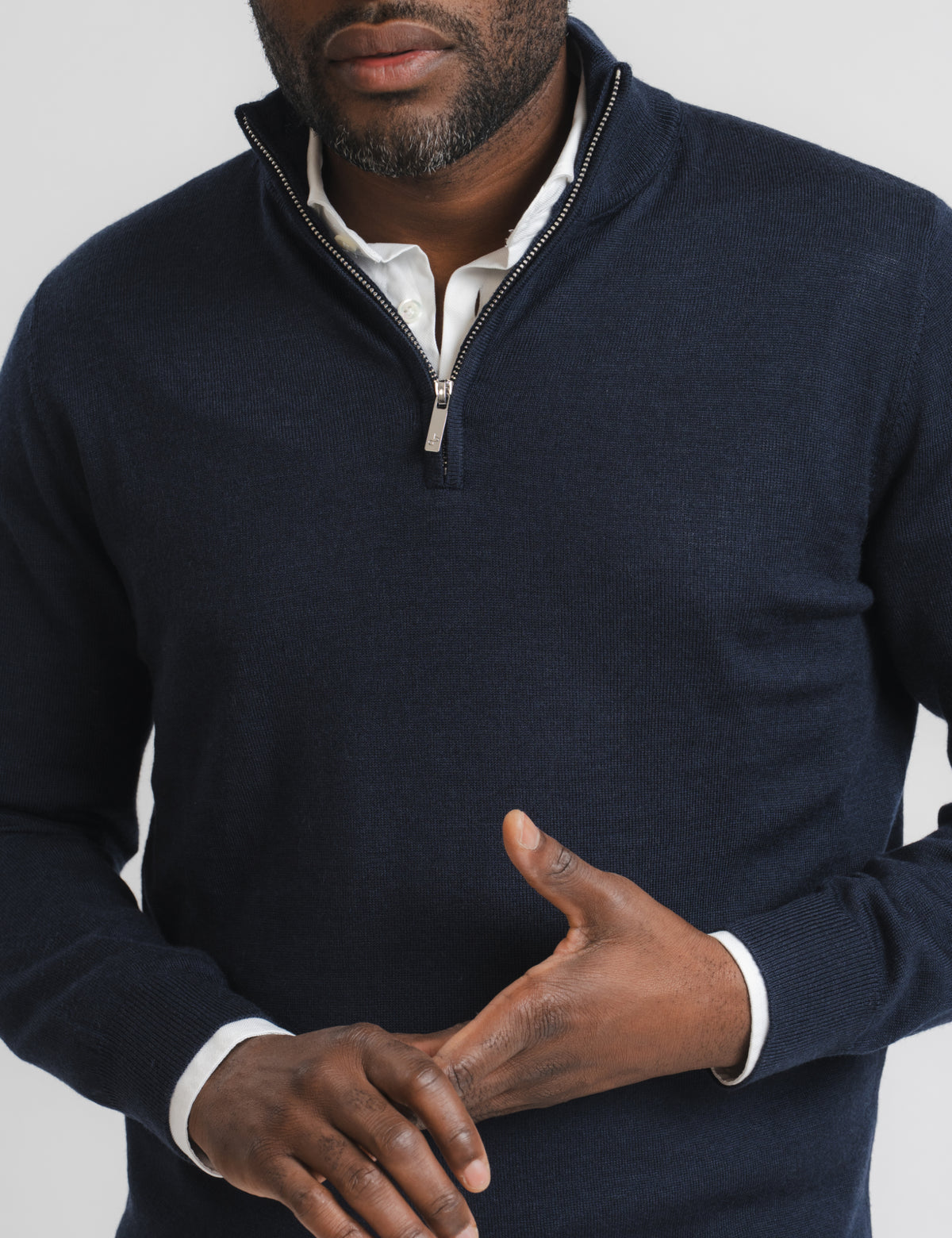 Cashfeel Merino Half Zip - Navy