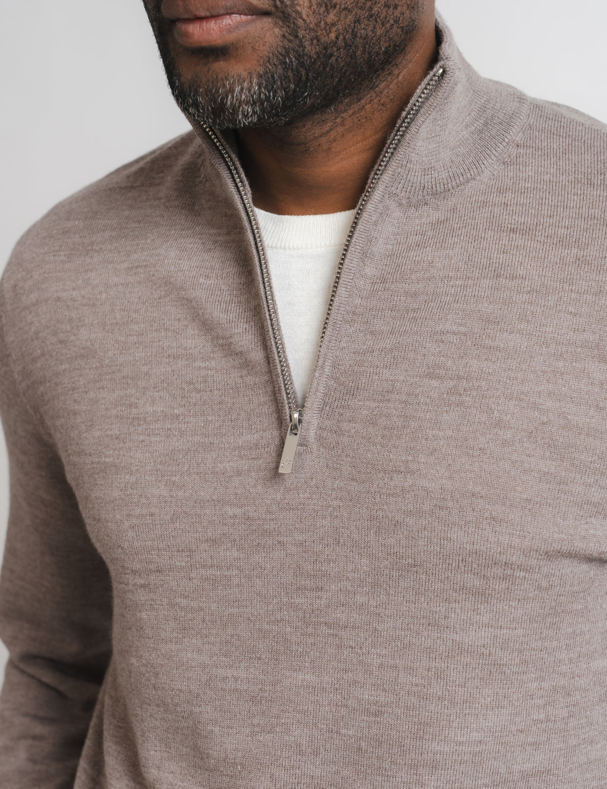Cashfeel Merino Half Zip - Brown