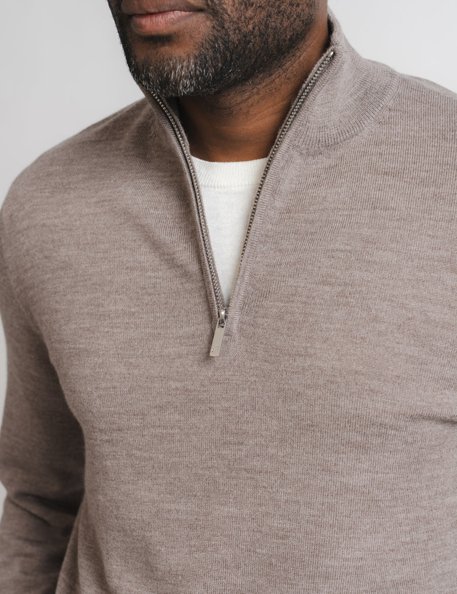 Cashfeel Merino Half Zip - Brun