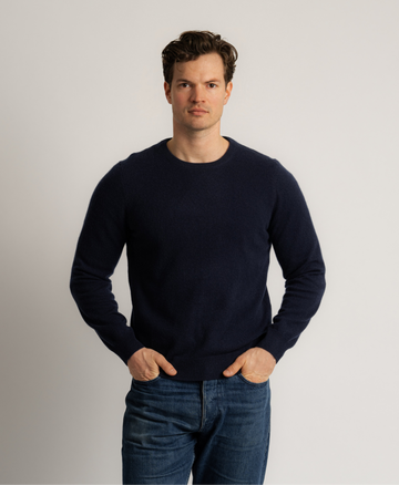 O-Neck Cashmere Sweater - Navy