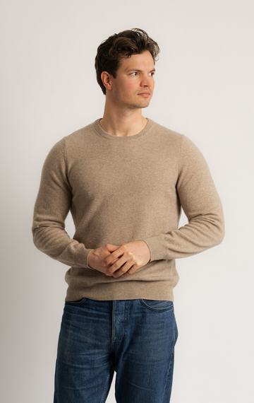 O-Neck Cashmere Sweater - Light Taupe