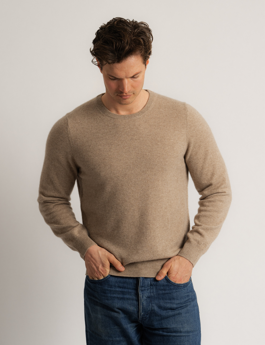O-Neck Cashmere Sweater - Light Taupe