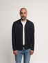 Knitted Shirt Cardigan - Navy