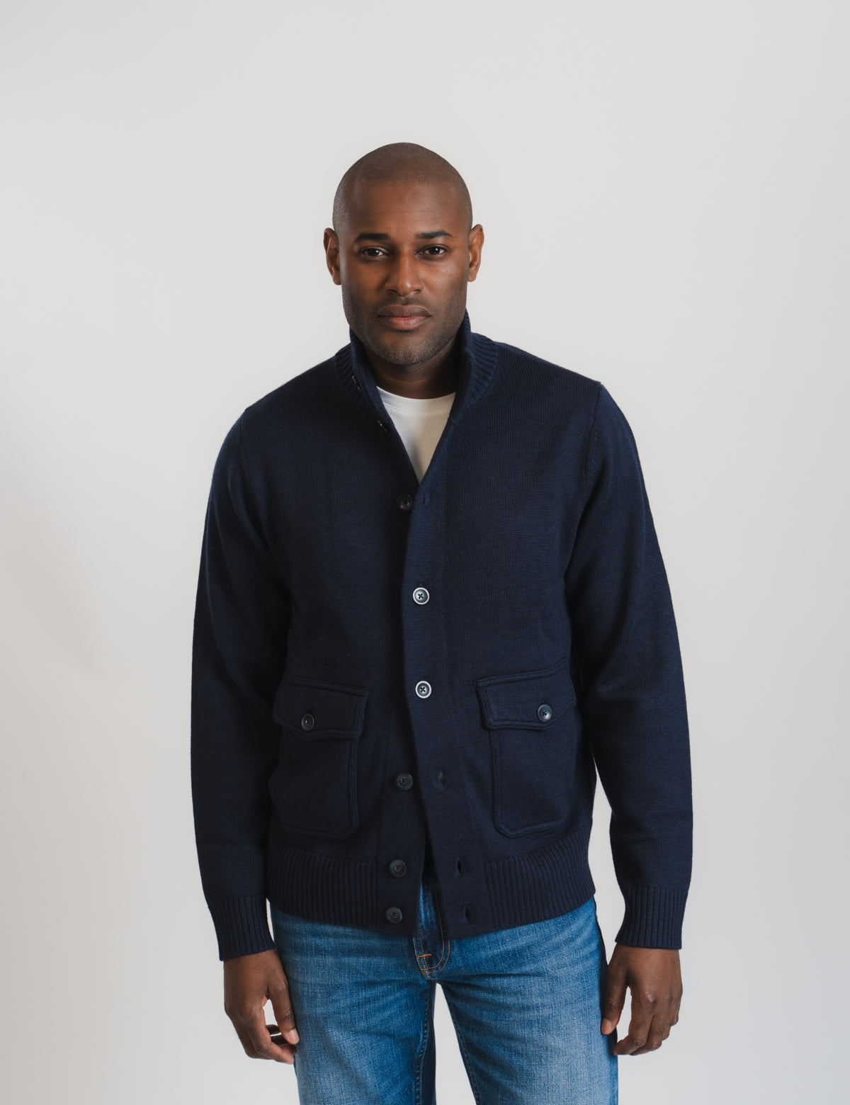 Bomber Cardigan - Marinblå