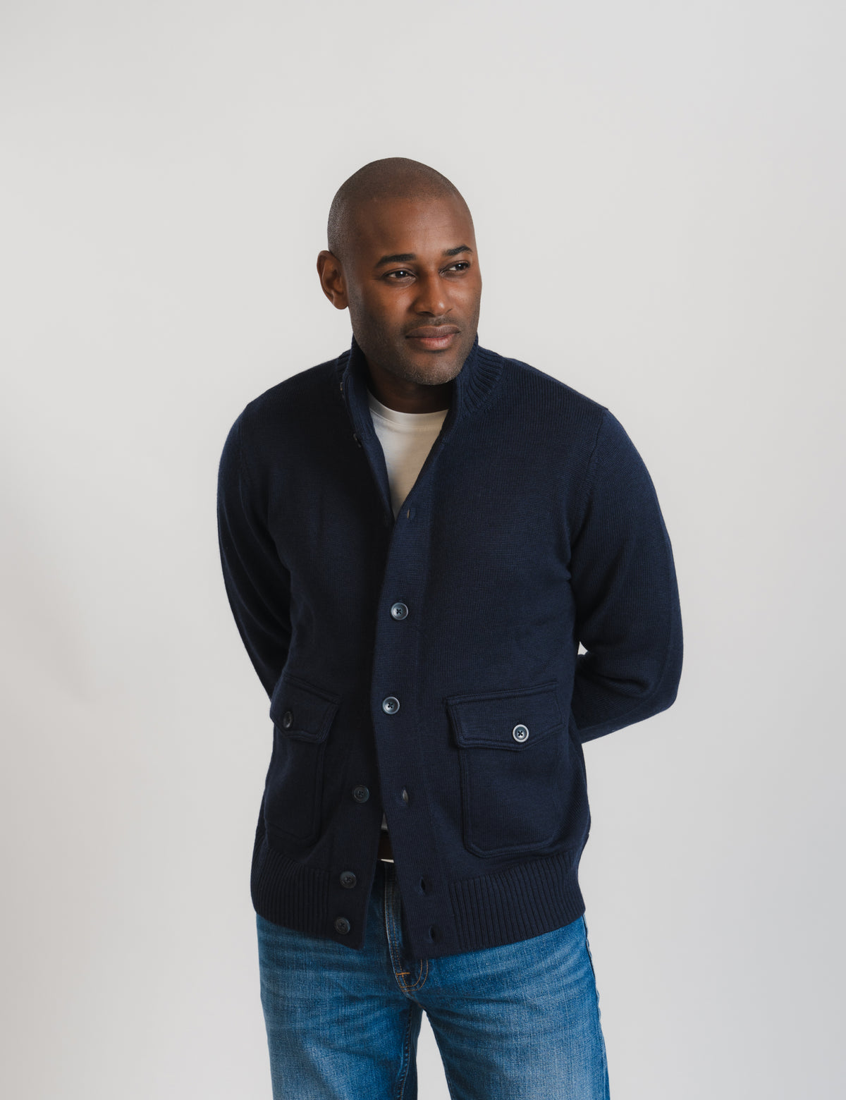 Bomber Cardigan - Marinblå