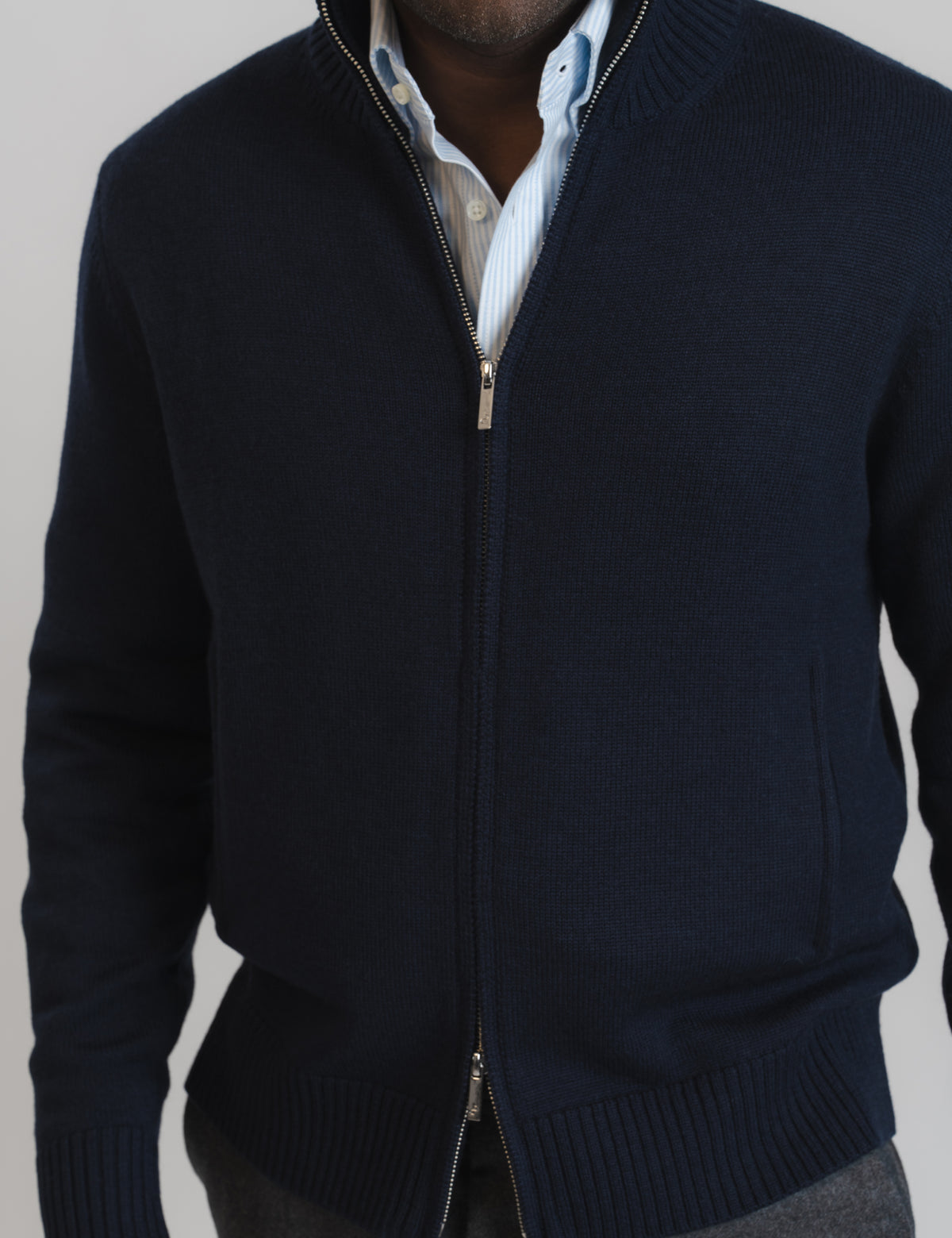 Cashfeel Merino Zip Cardigan - Marinblå