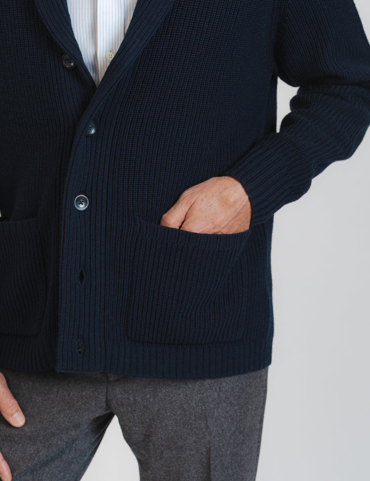 Shawl Cardigan - Marinblå