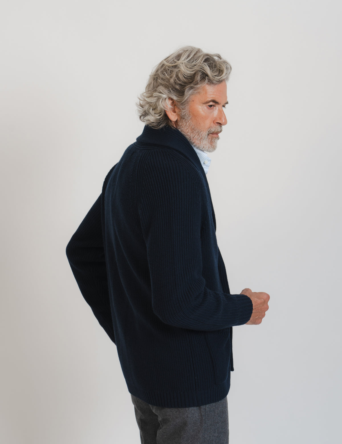 Shawl Cardigan - Marinblå