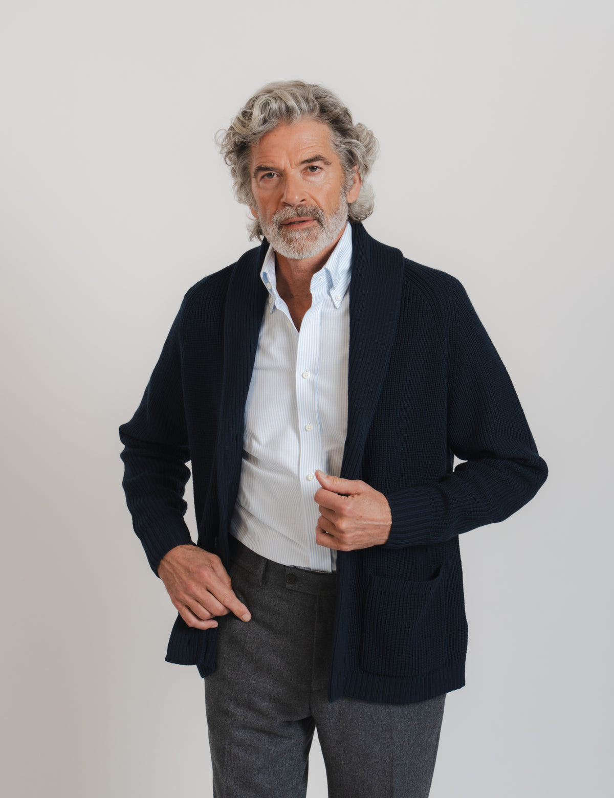 Shawl Cardigan - Marinblå
