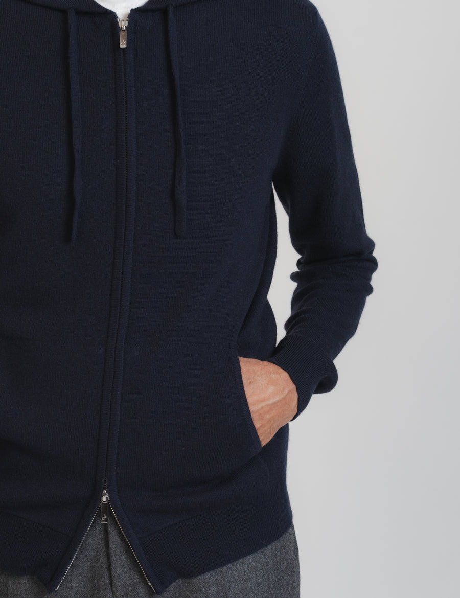 Royal Cashmere Zip Hoodie - Navy