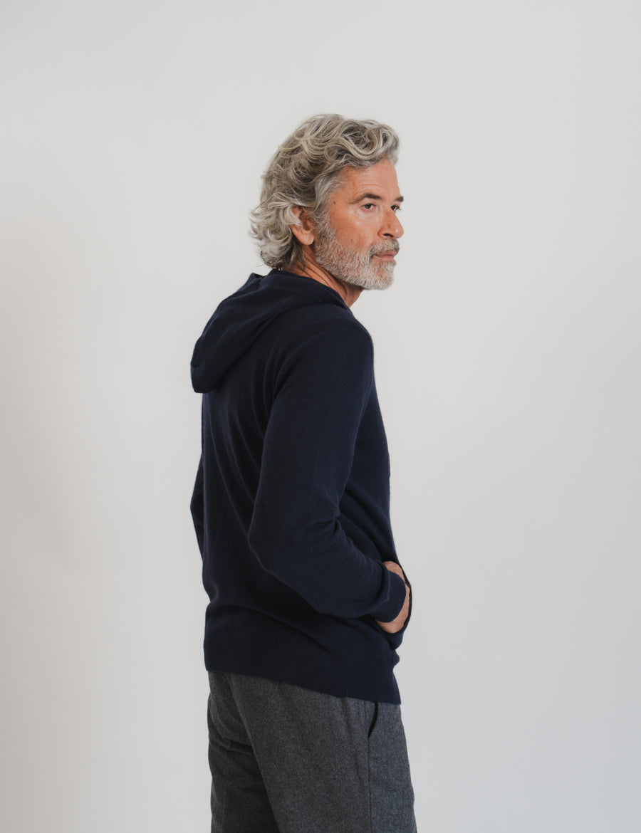 Royal Cashmere Zip Hoodie - Navy