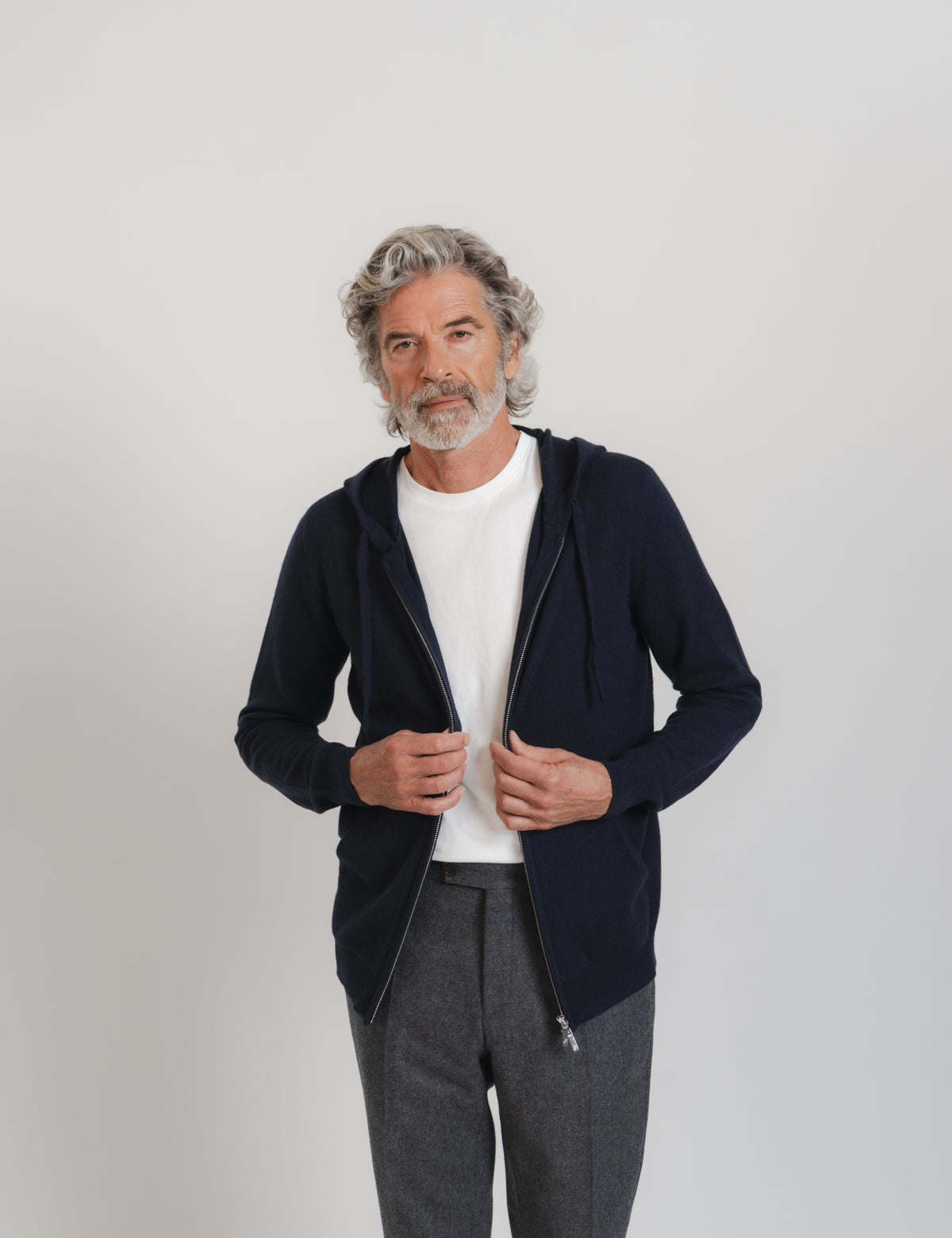 Royal Cashmere Zip Hoodie - Navy