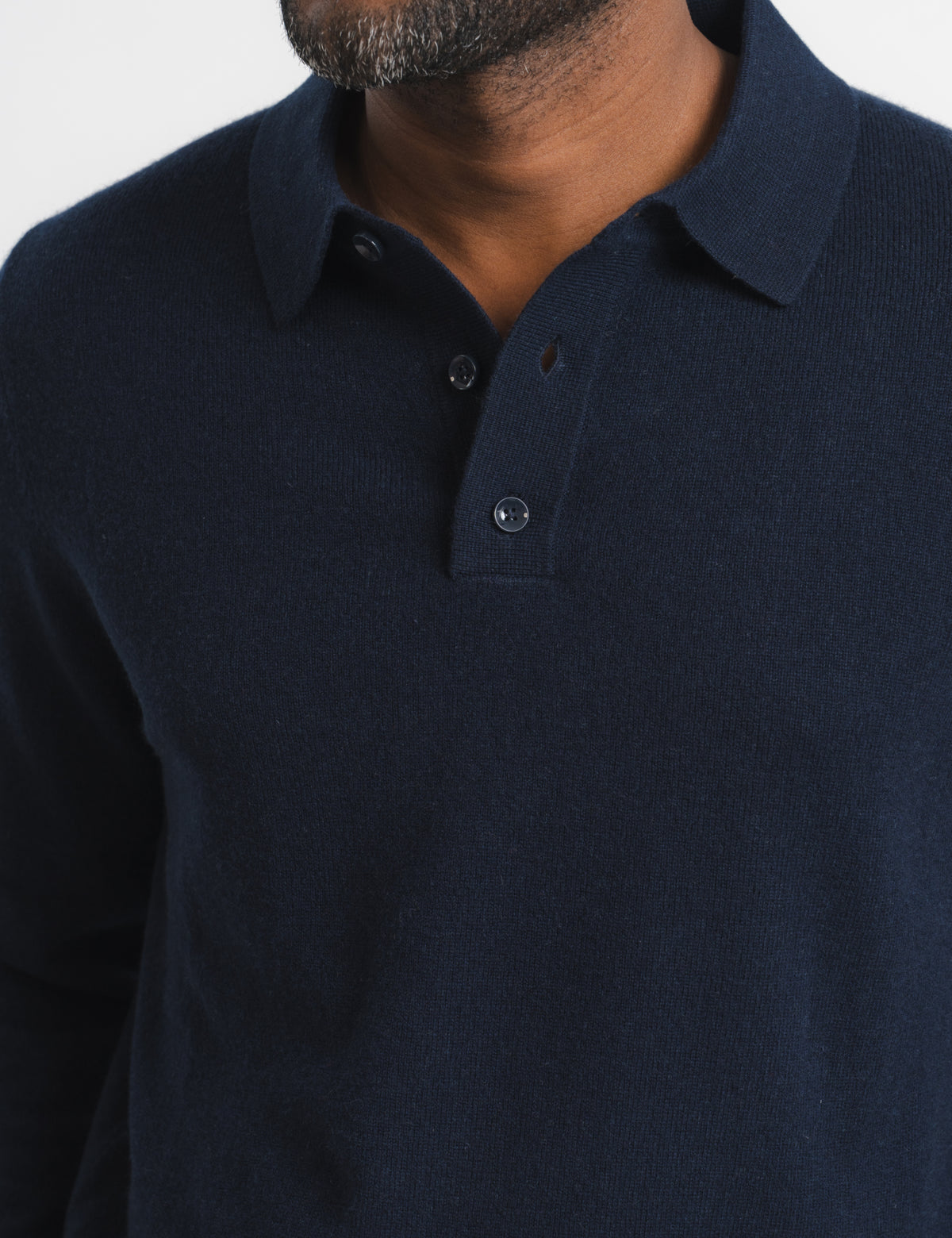 Wool Cashmere Polo - Navy