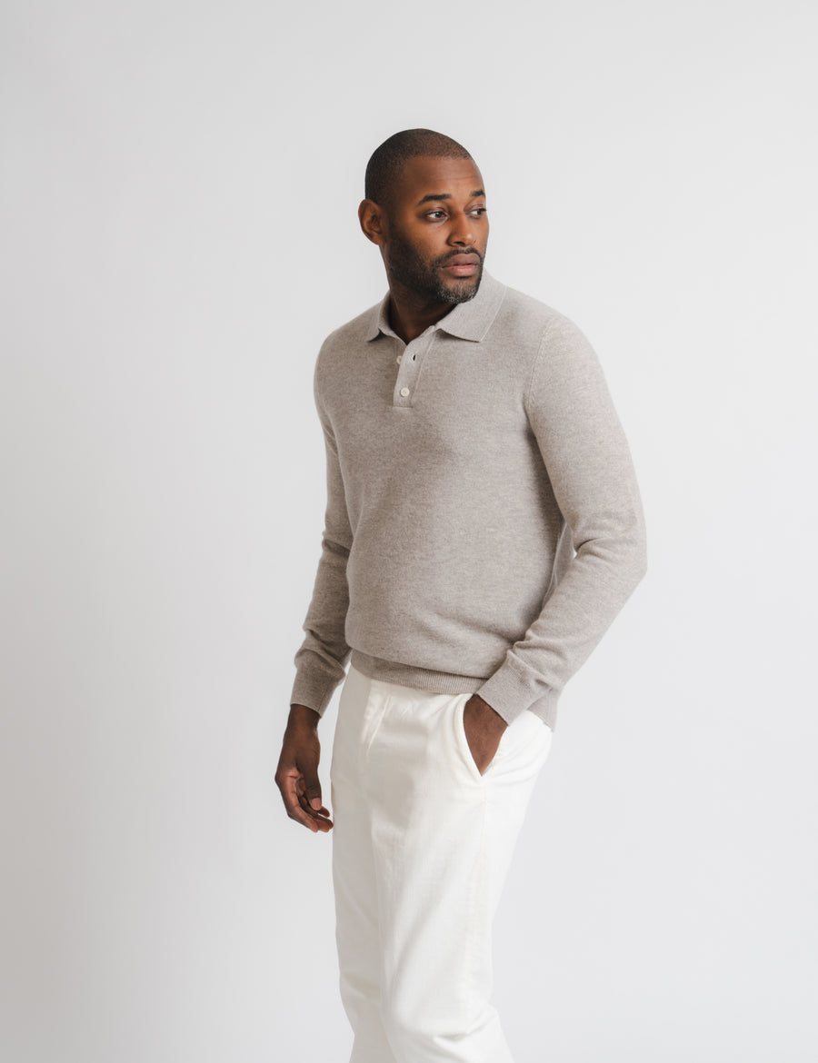 Wool Cashmere Polo - Greige