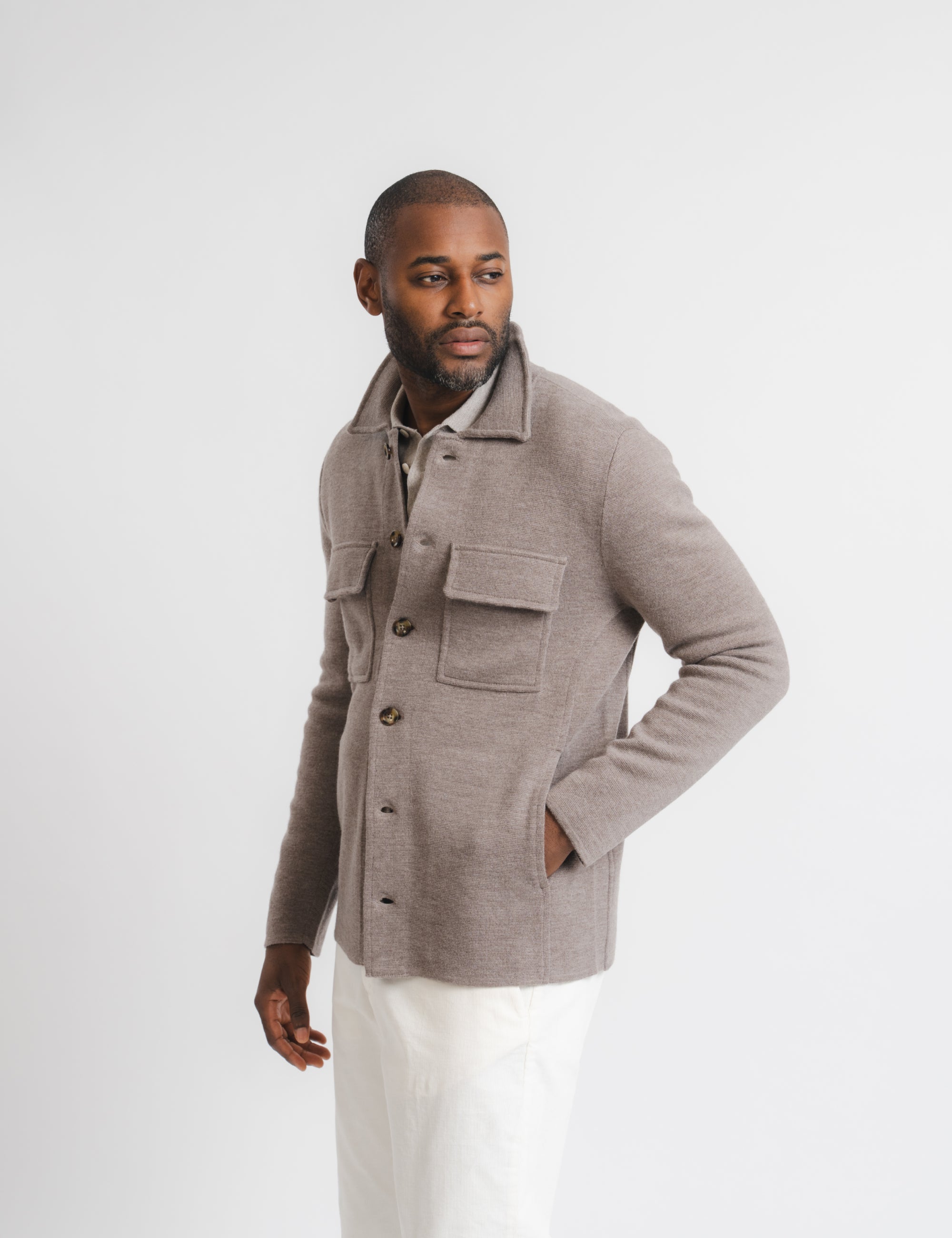 Knitted Shirt Jacket - Brown – Brown Avenue