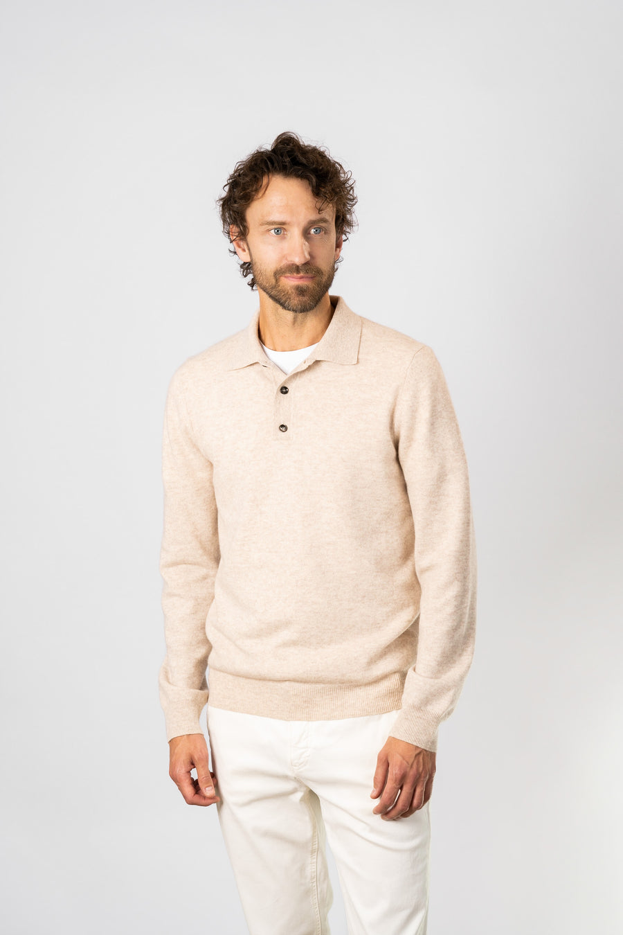 Polo Shirt Sweater - Beige