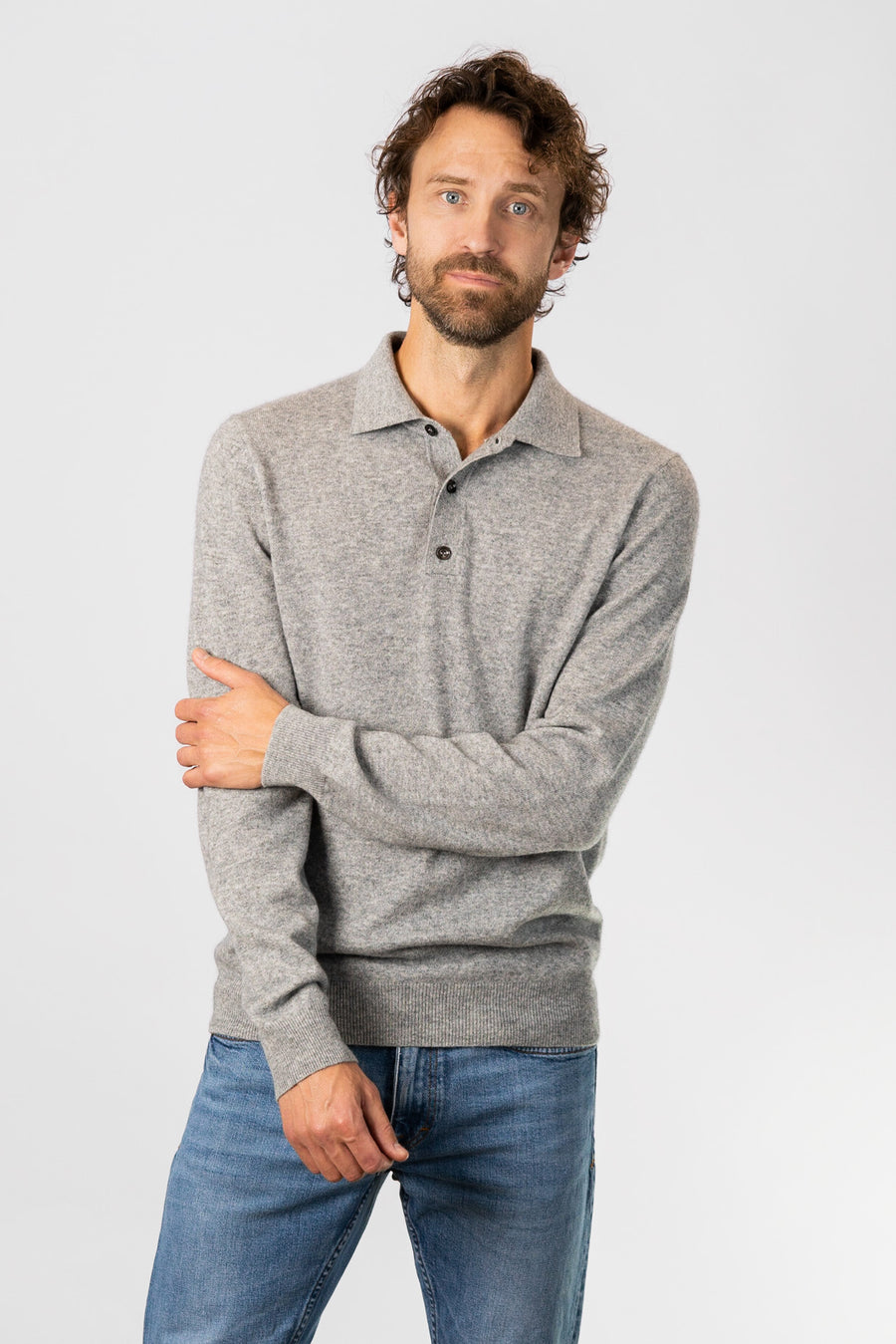 Polo Shirt Sweater - Grey