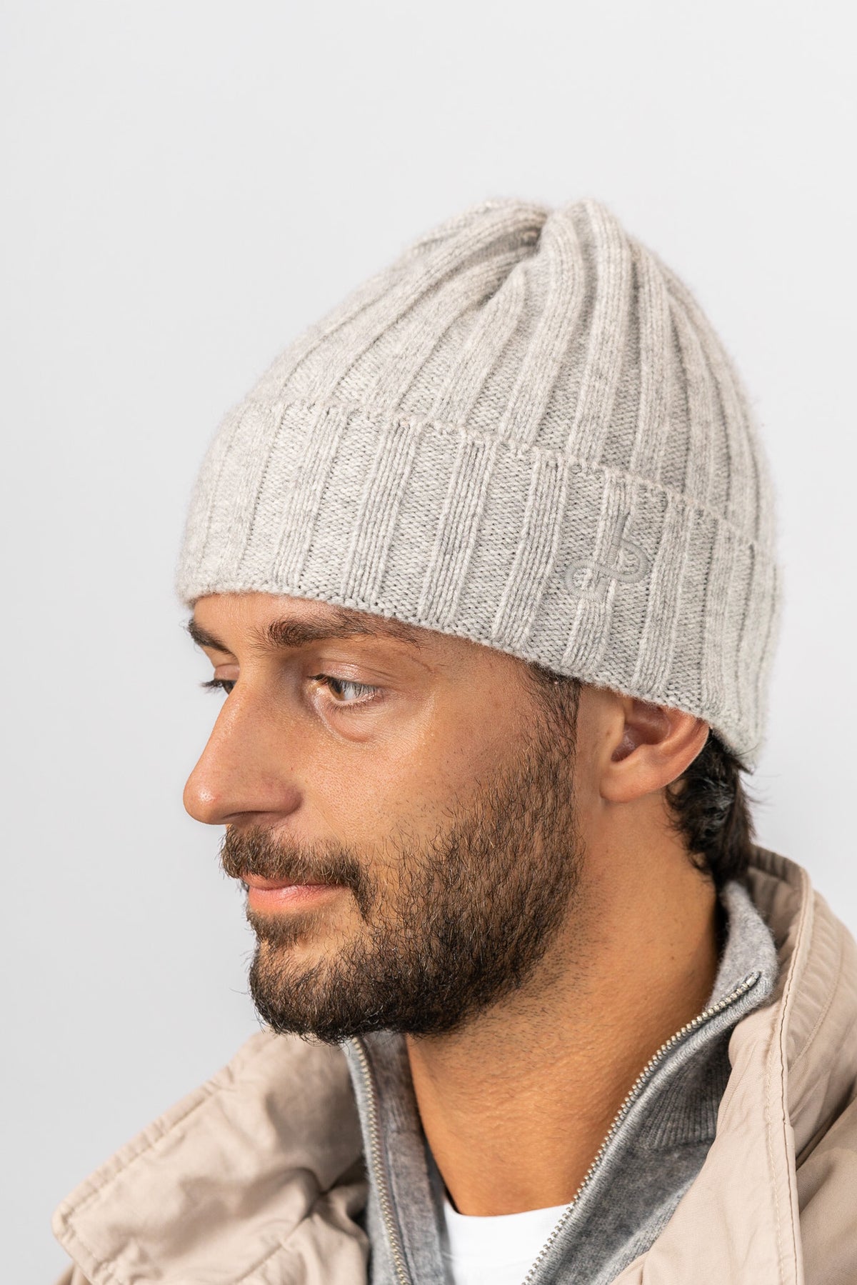 Ribbed BA Beanie - Grey