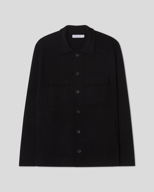 Knitted Shirt Jacket - Black