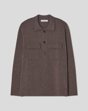 Knitted Shirt Jacket - Brown