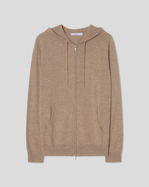 Royal Cashmere Zip Hoodie - Taupe