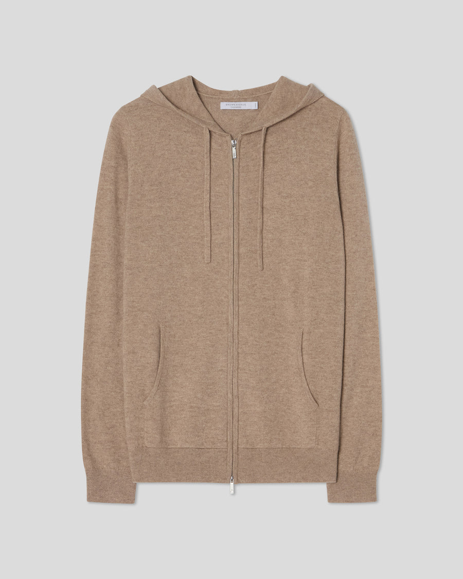 Royal Cashmere Zip Hoodie - Taupe