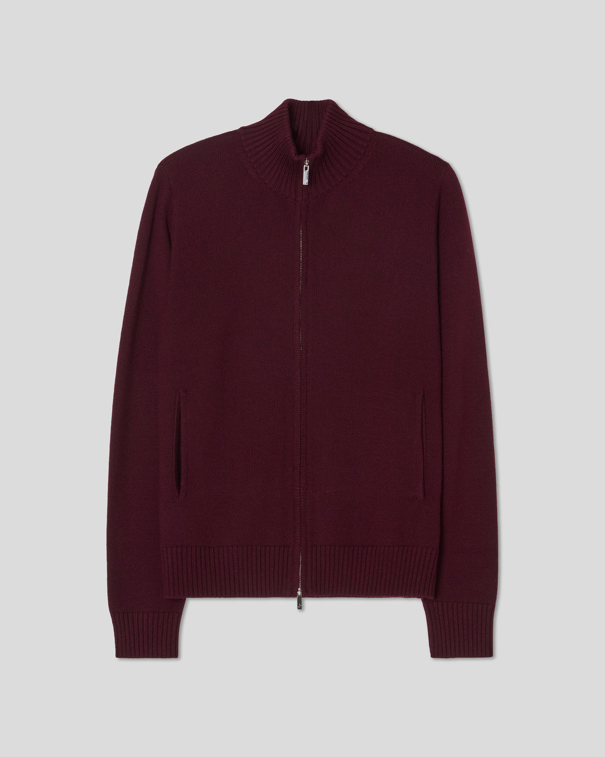 Cashfeel Merino Zip Cardigan - Burgundy
