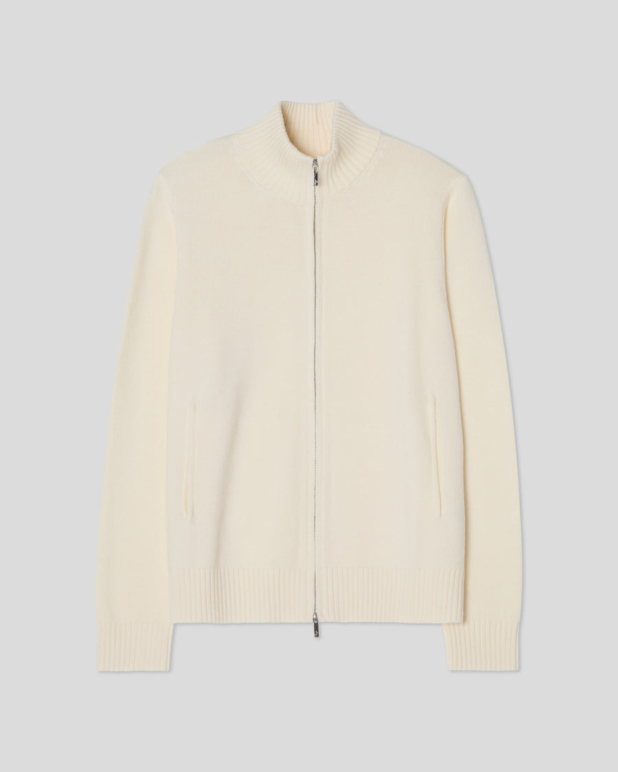 Cashfeel Merino Zip Cardigan - Off White