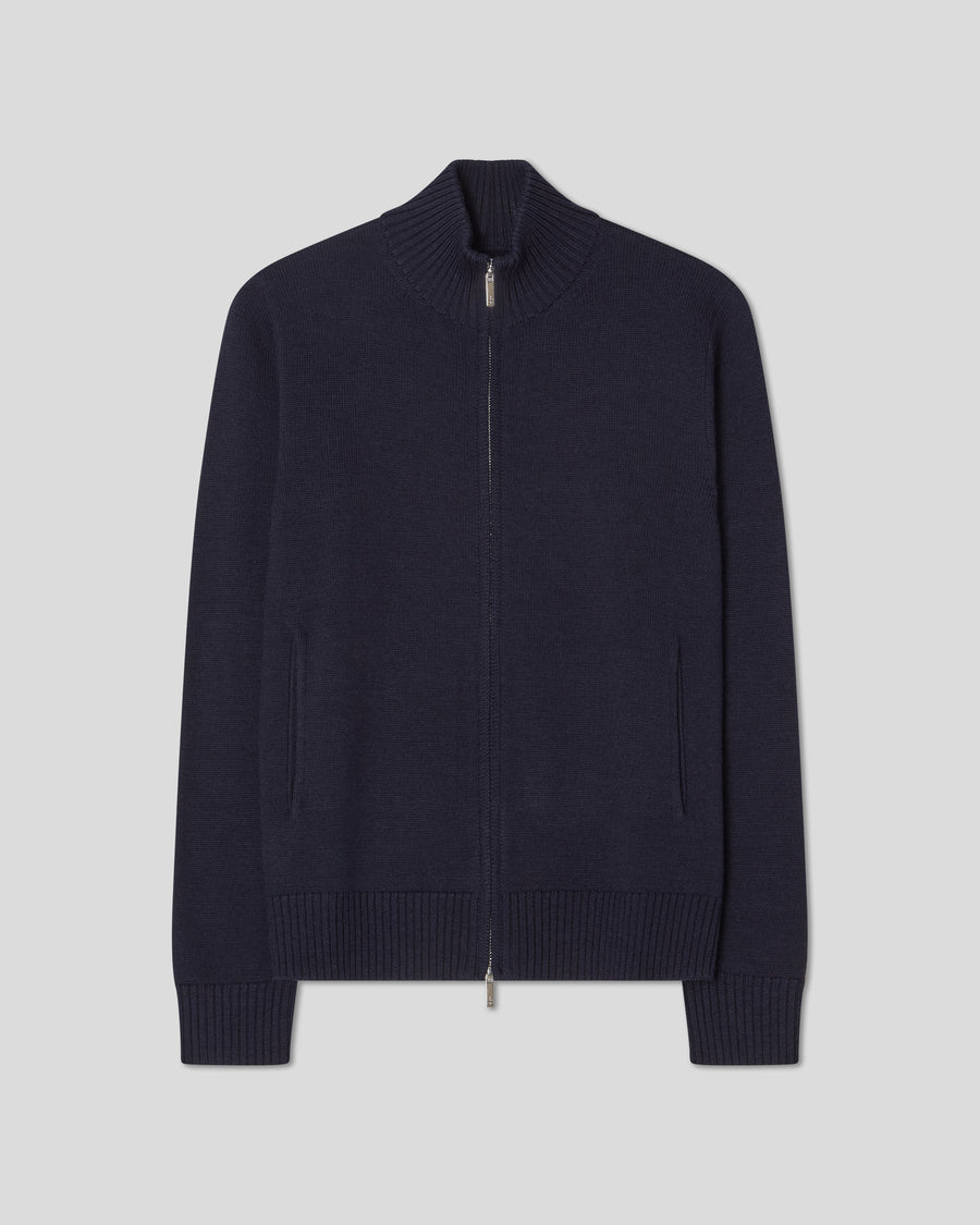 Cashfeel Merino Zip Cardigan - Navy