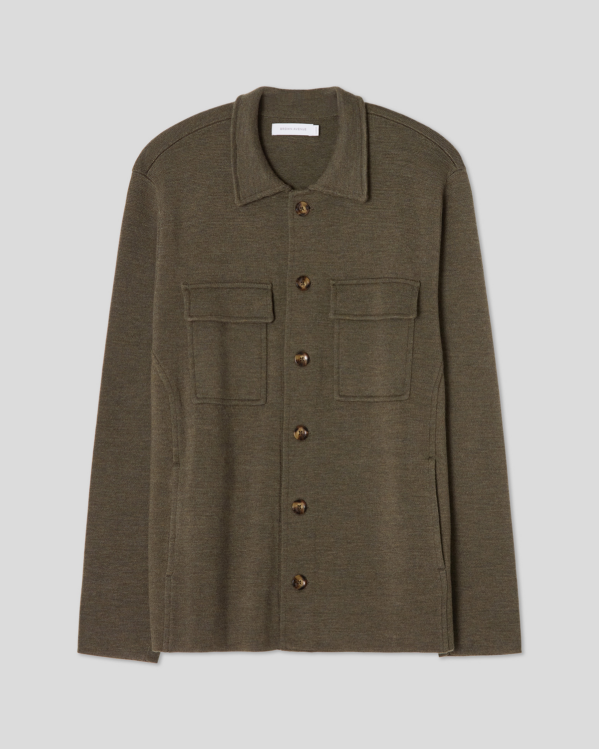 Knitted Shirt Jacket - Olive