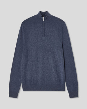 Half Zip Ull Kashmir - Jeans Blå