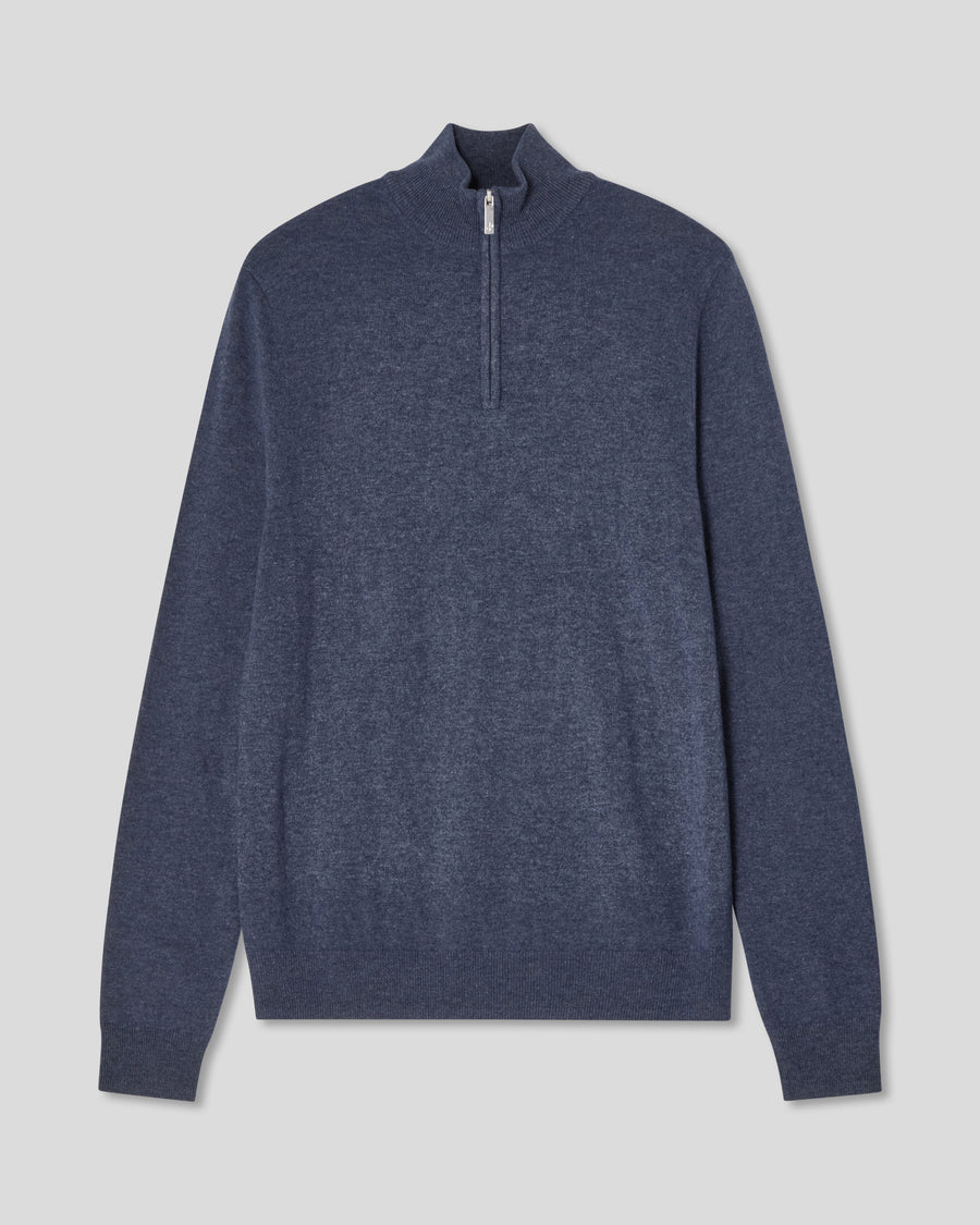 Wool Cashmere Half zip - Denim Blue