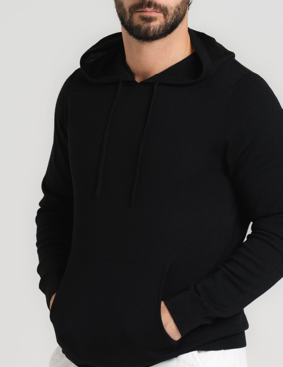 Cashfeel Merino Hoodie - Black