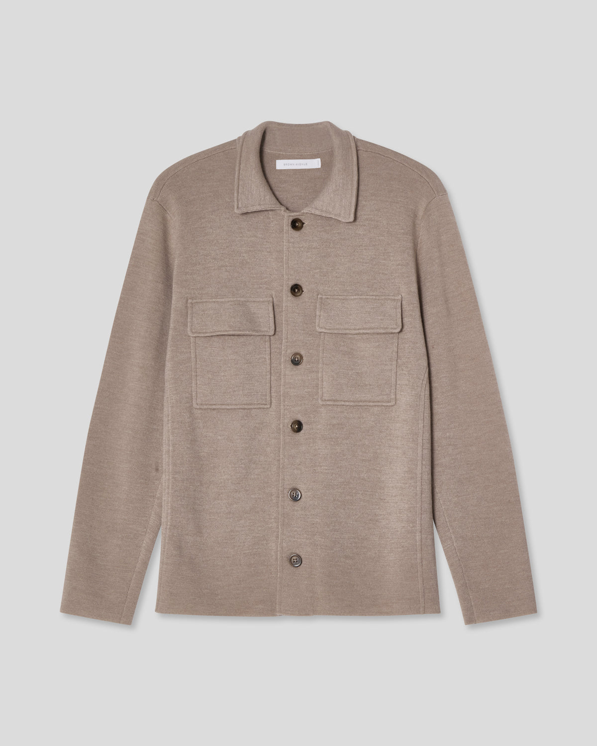 Knitted Shirt Jacket - Taupe
