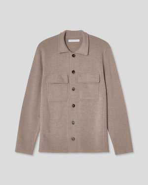 Knitted Shirt Jacket - Taupe