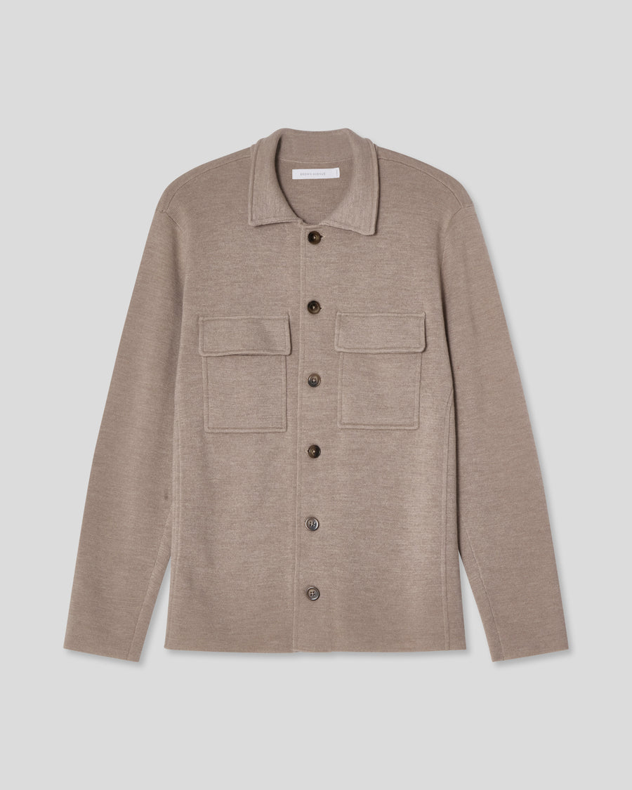 Knitted Shirt Jacket - Taupe