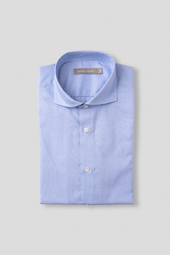 Cut Away Fine Oxford Shirt - Light Blue