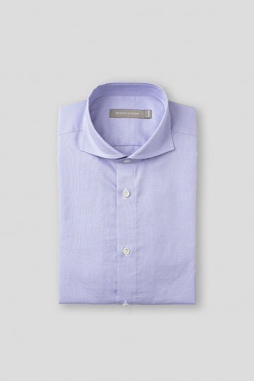 Cut Away Fine Oxford Shirt - Blue & White Dogtooth