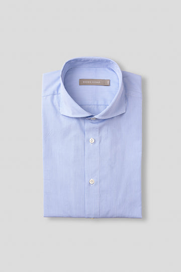 Cut Away Poplin Shirt - Light Blue Stripe